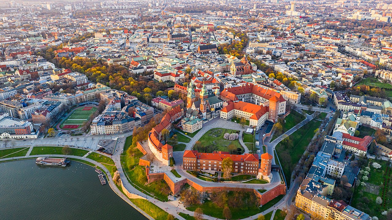 Luftaufnahme der historischen Innenstadt von Krakau